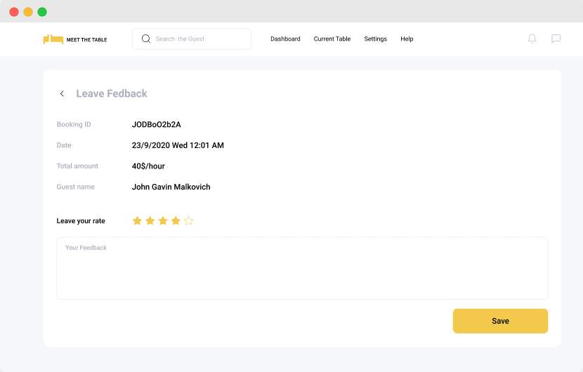 feedback section guest profile