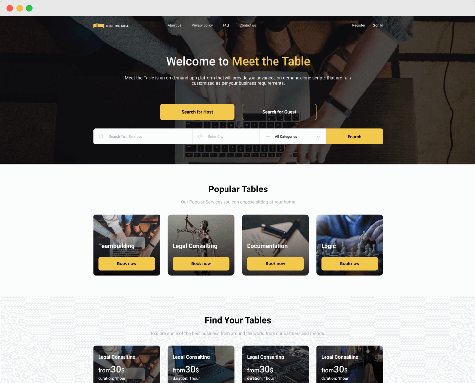 meet the table business event marketplace
