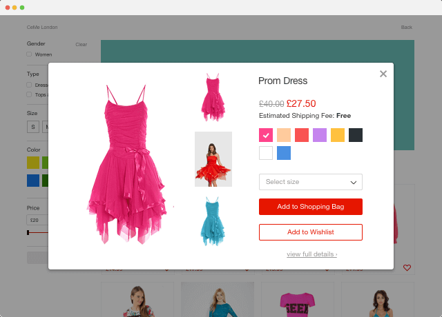 product page ecommerce development